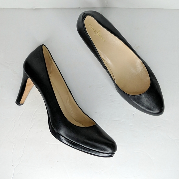 Cole Haan | Shoes | Cole Haan Black Leather Career Pump Heel Size 75 |  Poshmark